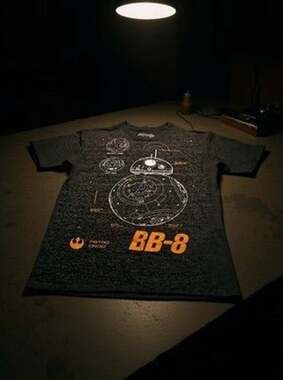 Star Wars BB-8 Graphic T-Shirt Mad Engine XS Gray Droid Schematic Tee